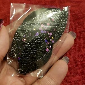 Black and purple leaf earrings